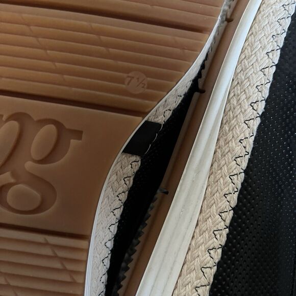 PAUL GREEN Posh Black Leather Cap Toe Perforated Espadrille Flats - Picture 11 of 11